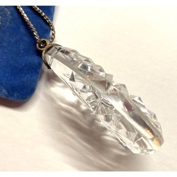 Waterford Crystal Pendant Necklace, Teardrop Pendant, Vintage Crystal Necklace, - Picture 2 of 5